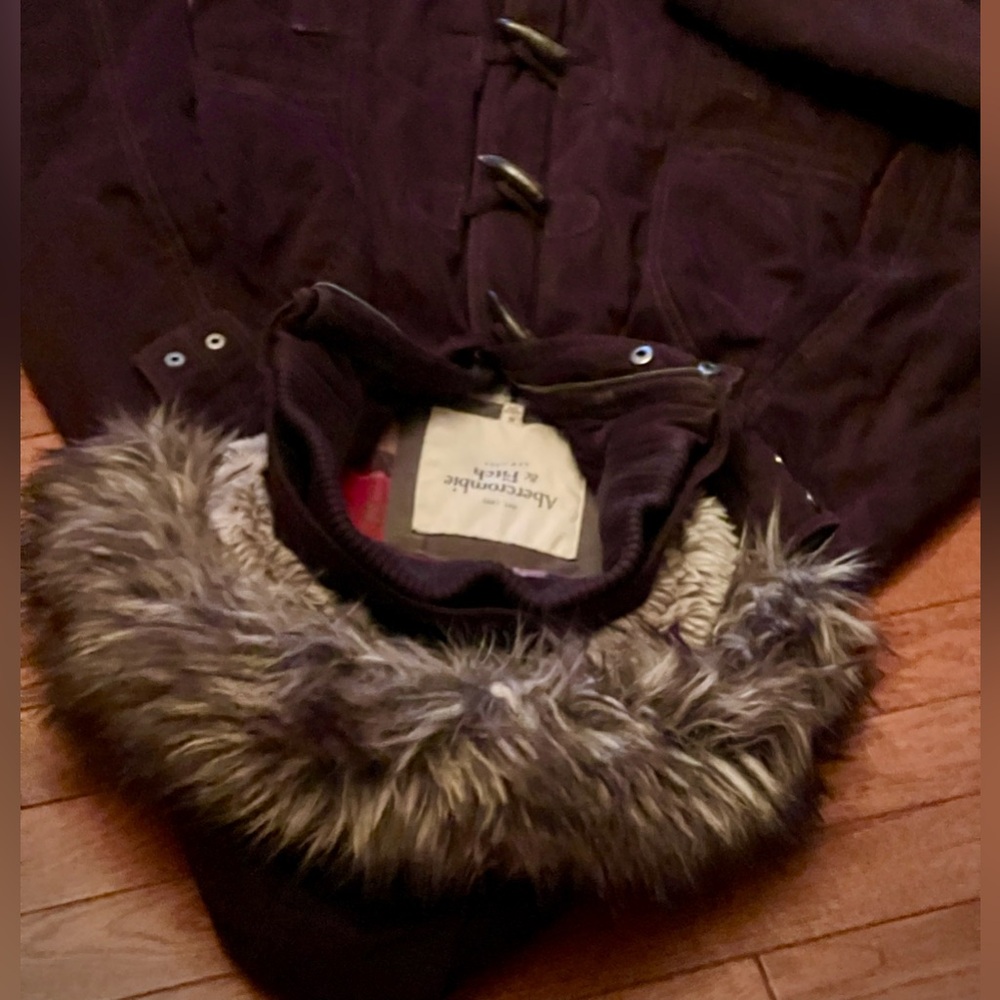 EUC Abercrombie & Fitch dark chocolate brown winter jacket parka size M - Picture 6 of 16